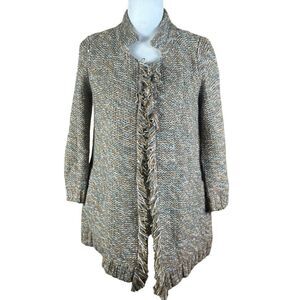 Anthropologie Sparrow Multi Color Open Front Linen/Wool Cardigan Size Small 📦